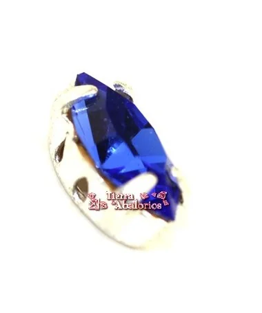 Navette 10x5mm Sapphire Engaste Plateado