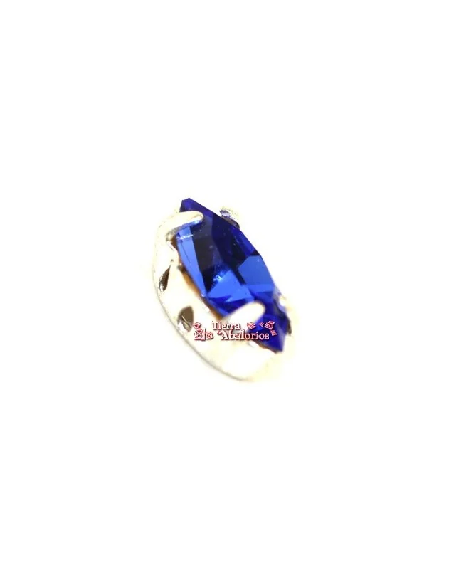 Navette 10x5mm Sapphire Engaste Plateado