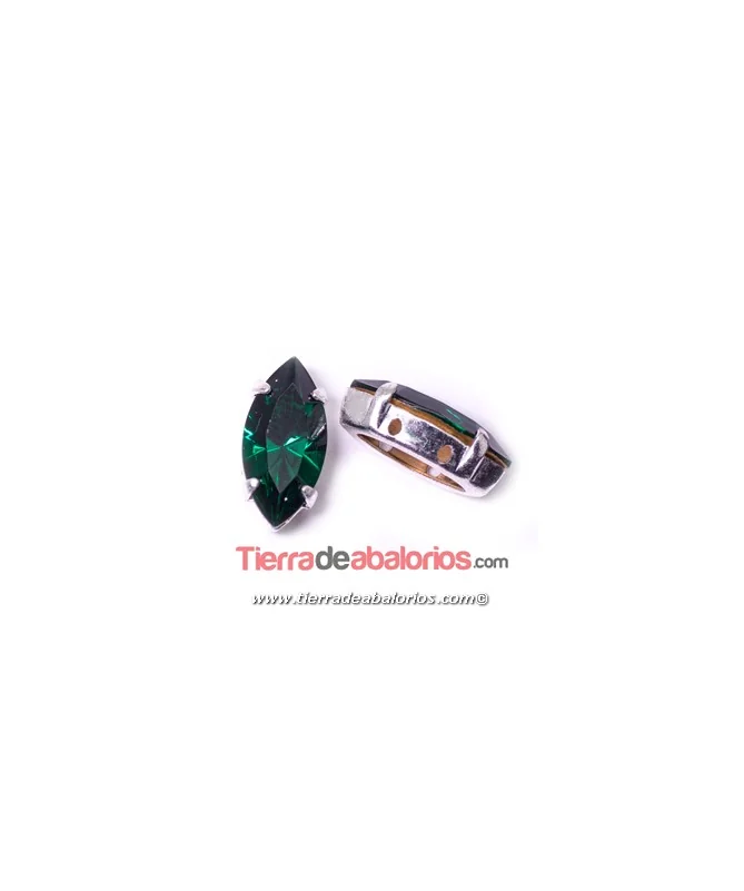 Navette 10x5mm Esmerald Engaste Plateado