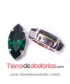 Navette 10x5mm Esmerald Engaste Plateado (10 unidades)