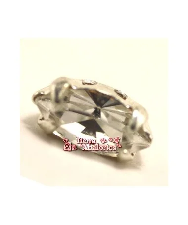 Navette 10x5mm Cristal Engaste Plateado