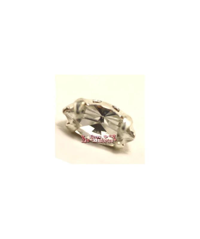 Navette 10x5mm Cristal Engaste Plateado