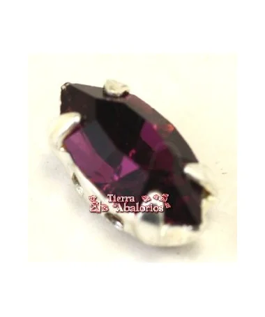 Navette 10x5mm Amatista Engaste Plateado