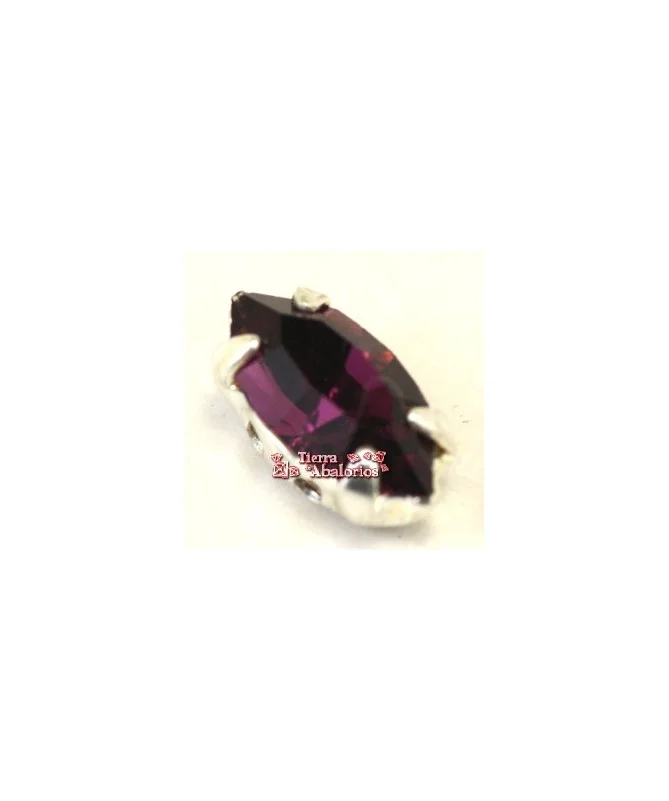 Navette 10x5mm Amatista Engaste Plateado