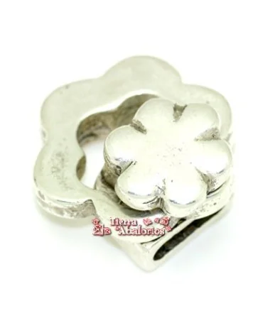 Cierre Flor 25mm Agujero 10x3mm, Plateado