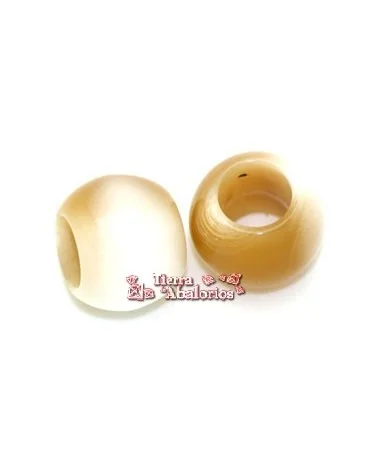 Resina Bola 20x16mm Agujero 10mm Beige con Blanco Resina Bola 20x16mm Agujero 10mm Beige con Blanco