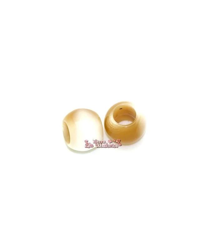 Resina Bola 20x16mm Agujero 10mm Beige con Blanco