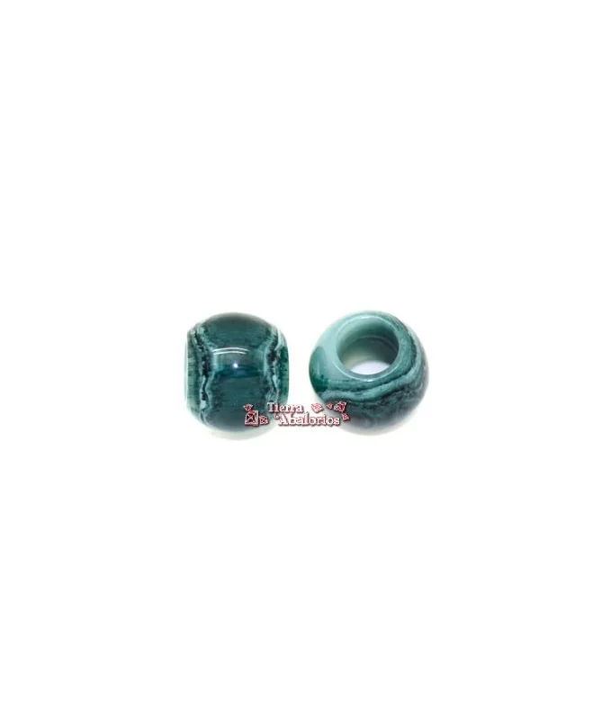 Resina Bola 20x16mm Agujero 10mm Verde Botella Veteado