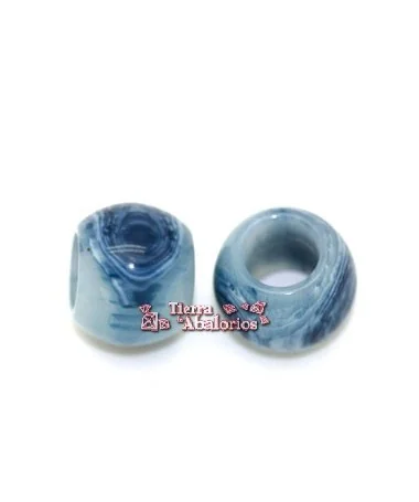 Resina Bola 20x16mm Agujero 10mm Azul Veteado Resina Bola 20x16mm Agujero 10mm Azul Veteado