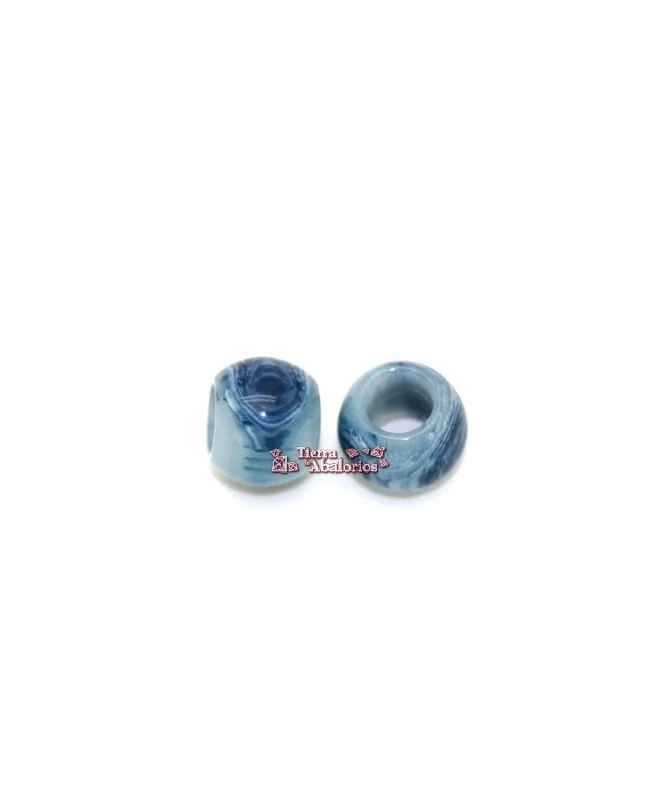 Resina Bola 20x16mm Agujero 10mm Azul Veteado