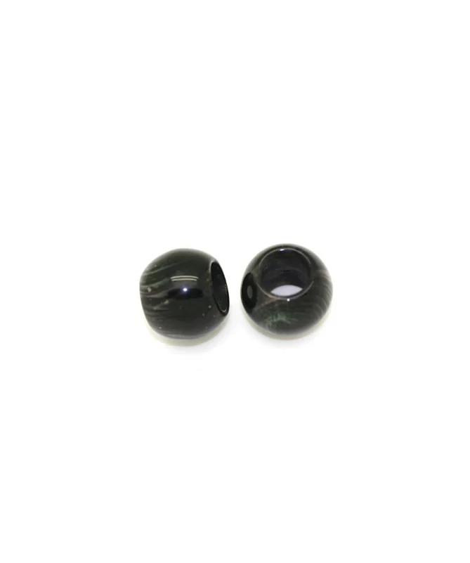 Resina Bola 20x16mm Agujero 10mm Negro Veteado