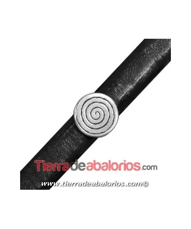Entrepieza Regaliz Disco Infinito 14mm, Agujero 10x7mm, Plateada | Tierra de Abalorios