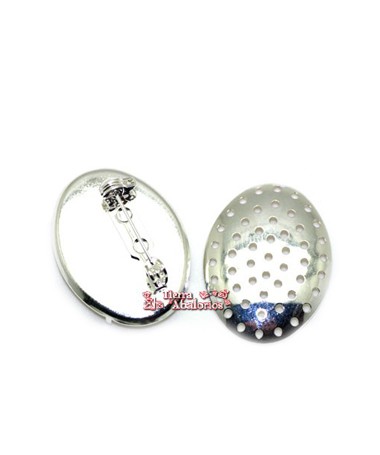 Imperdible Oval con Regadera 22x30mm, Plateado