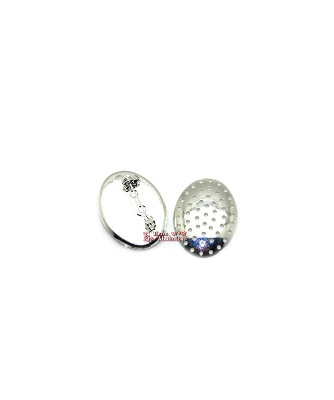 Imperdible Oval con Regadera 22x30mm, Plateado