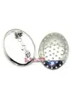 Imperdible Oval con Regadera 22x30mm, Plateado