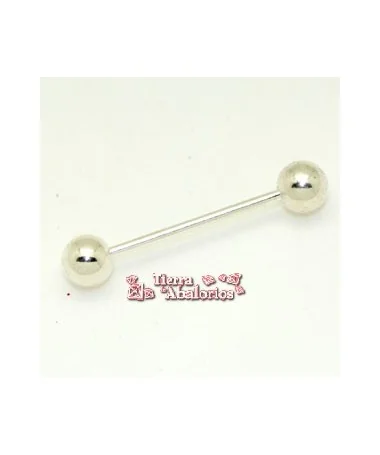 Pasador Piercing 31mm con 2 bolas de 6mm, Plateado