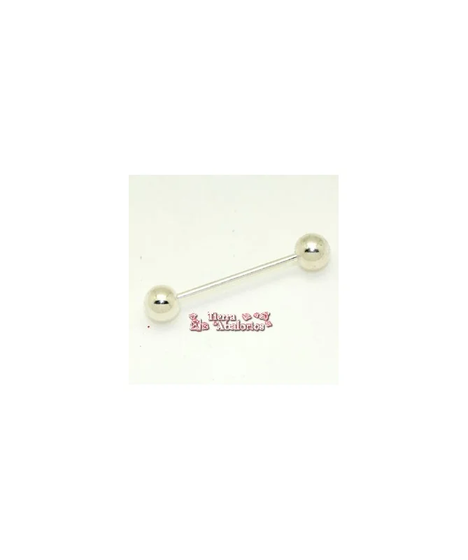 Pasador Piercing 31mm con 2 bolas de 6mm, Plateado
