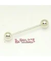 Pasador Piercing 31mm con 2 bolas de 6mm, Plateado