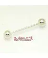 Pasador Piercing 31mm con 2 bolas de 6mm, Plateado
