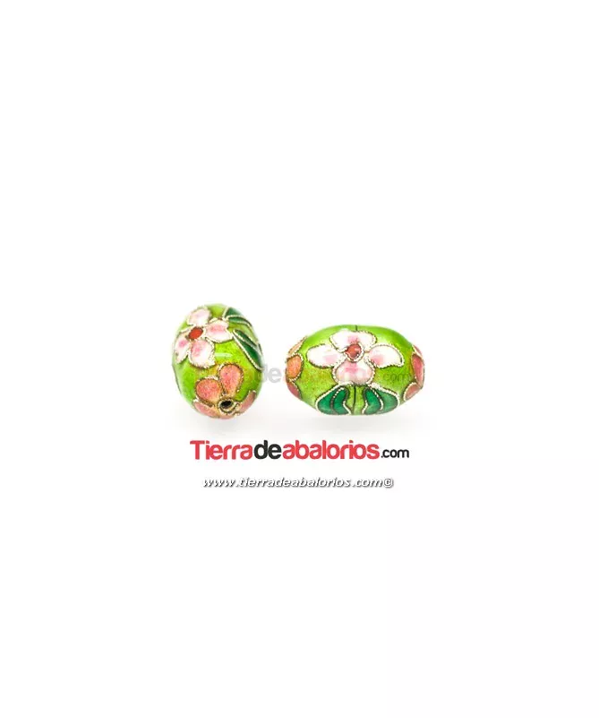 Cloisonné Melón 22x14mm Agujero 2mm, Verde