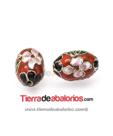 Cloisonné Melón 22x14mm Agujero 2mm, Rojo
