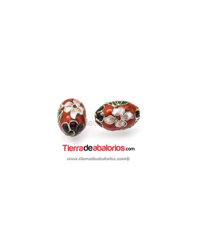 Cloisonné Melón 22x14mm Agujero 2mm, Rojo