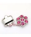 Flor 18mm Agujero 10x2mm con Swarovski Fucsia, Plateado