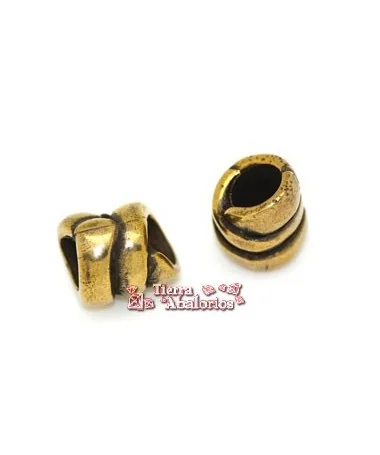 Canutillo Cuerda 12x10mm Agujero 6mm Oro Viejo Canutillo Cuerda 12x10mm Agujero 6mm Oro Viejo