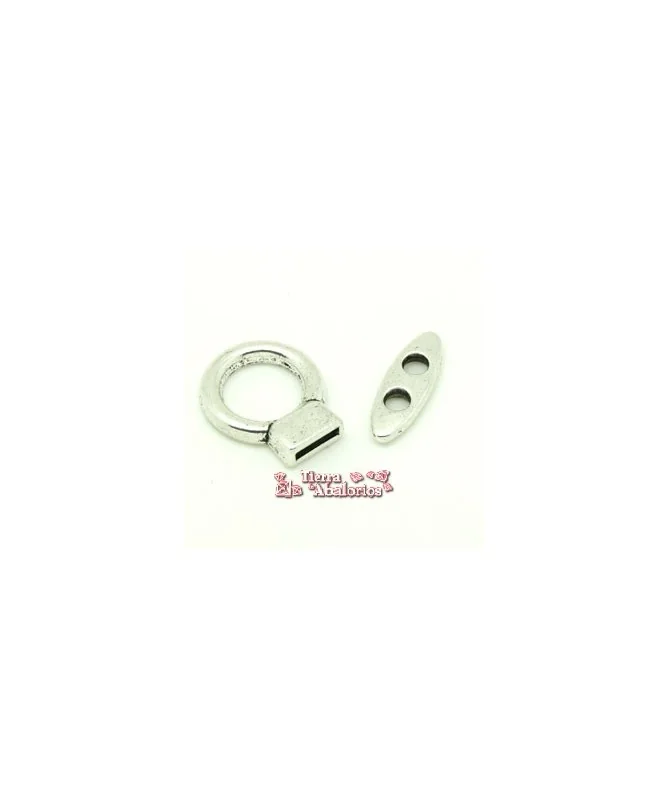 Cierre Aro 26x22mm Agujero 10x2mmm con Trabilla, Plateado