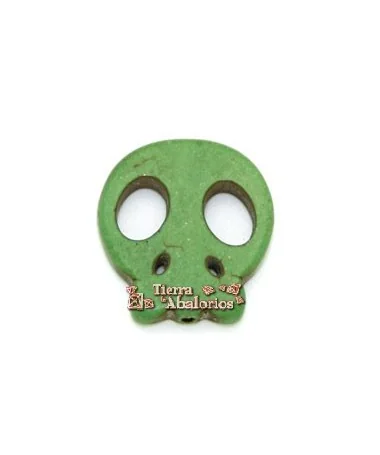 Calavera Howlita Plana 21x19mm Agujero 1,5mm, Verde