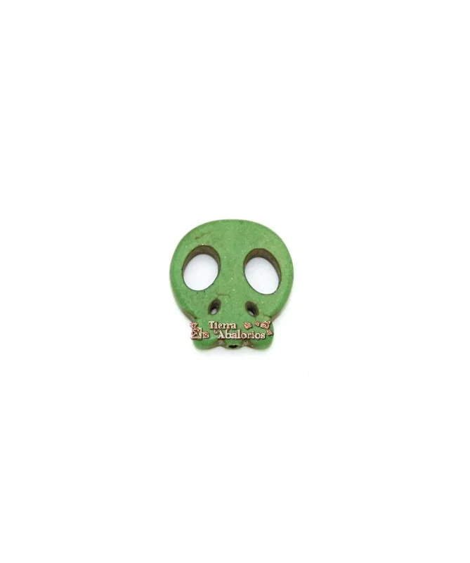 Calavera Howlita Plana 21x19mm Agujero 1,5mm, Verde