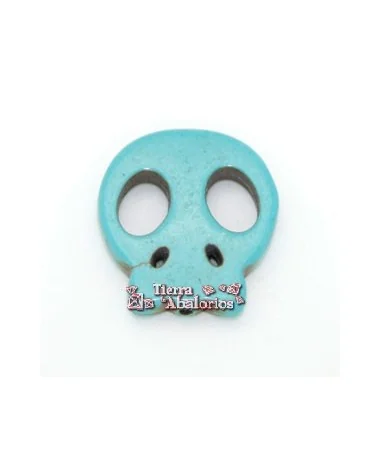 Calavera Howlita Plana 21x19mm Agujero 1,5mm, Turquesa Calavera Howlita Plana 21x19mm Agujero 1,5mm, Turquesa
