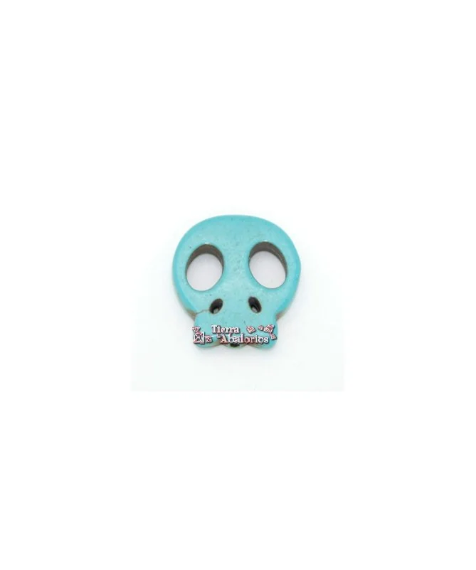 Calavera Howlita Plana 21x19mm Agujero 1,5mm, Turquesa