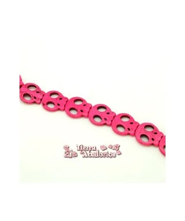 Calavera Howlita Plana 21x19mm Agujero 1,5mm, Rosa Chicle Calavera Howlita Plana 21x19mm Agujero 1,5mm, Rosa Chicle