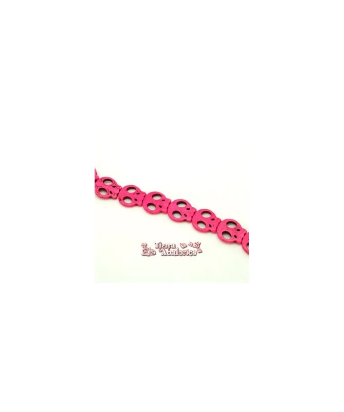 Calavera Howlita Plana 21x19mm Agujero 1,5mm, Rosa Chicle