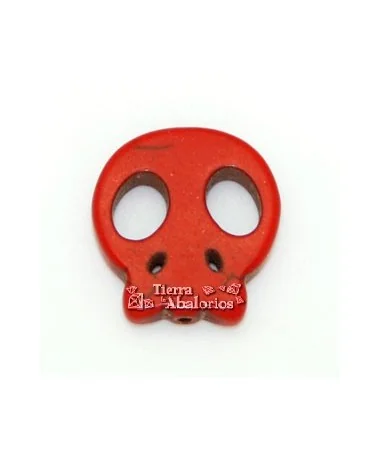 Calavera Howlita Plana 21x19mm Agujero 1,5mm, Rojo