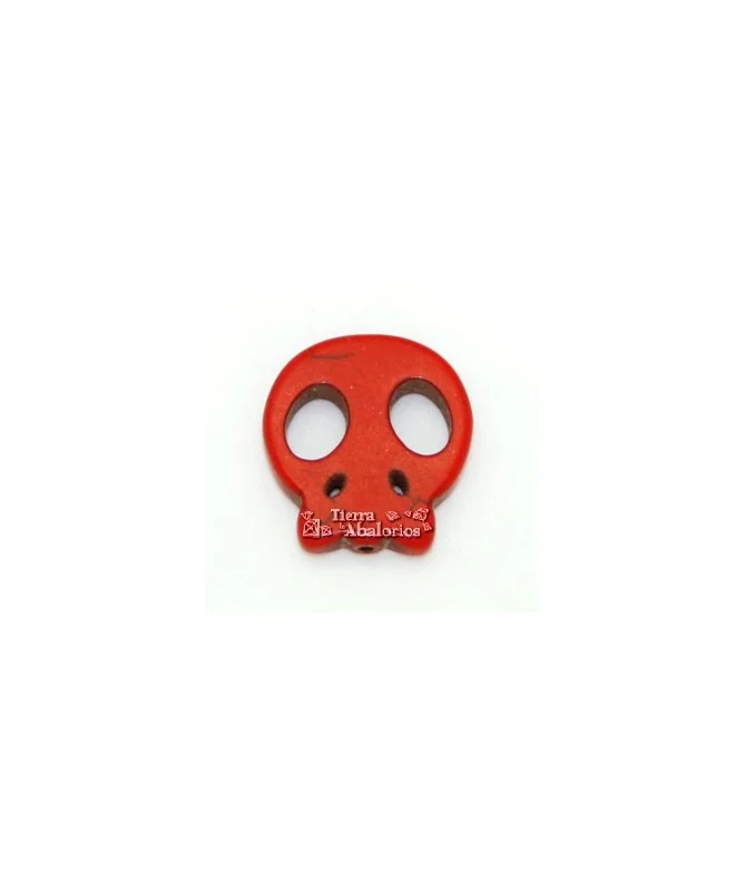 Calavera Howlita Plana 21x19mm Agujero 1,5mm, Rojo
