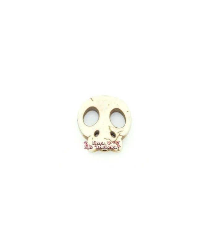 Calavera Howlita Plana 21x19mm Agujero 1,5mm, Blanca