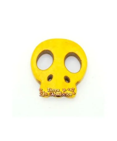 Calavera Howlita Plana 21x19mm Aguejro 1,5mm Amarillo