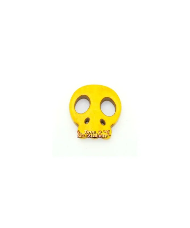 Calavera Howlita Plana 21x19mm Aguejro 1,5mm Amarillo
