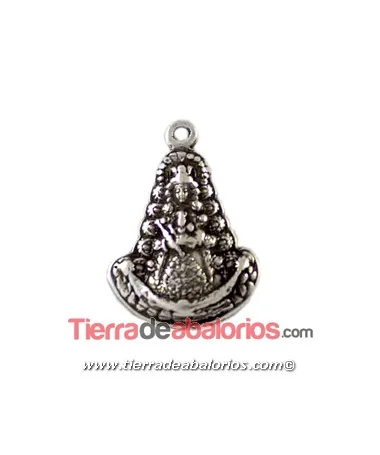 Medalla Virgen del Rocío 25x18mm, Plateada Medalla Virgen del Rocío 25x18mm, Plateada