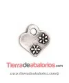 Colgante Corazón 16mm con Flores, Plateado