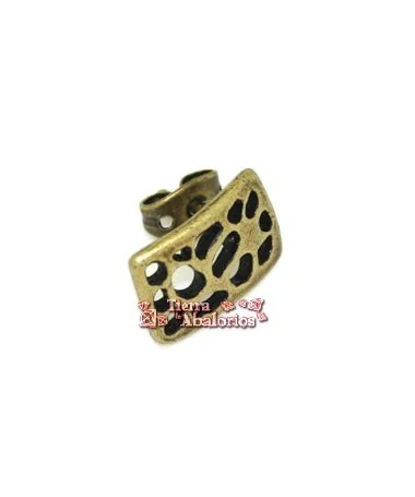 Pendiente Gaudí Rectangular 12x8mm, Oro Viejo