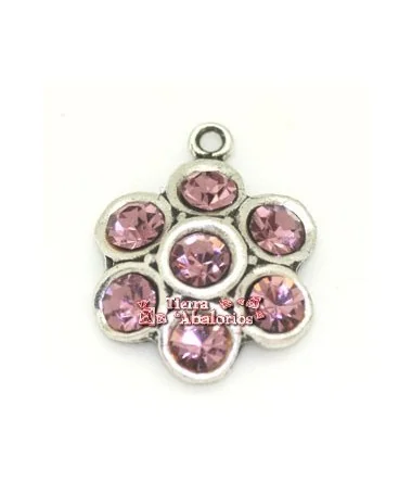 Colgante Flor14mm con Swarovski Light Amethyst, Plateado