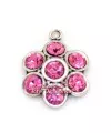 Colgante Flor14mm con Swarovski Fucsia, Plateado