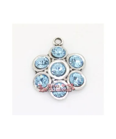 Colgante Flor 14mm con Swarovski Aquamarine, Plateado Colgante Flor14mm con Swarovski Aquamarine, Plateado