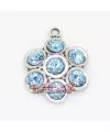 Colgante Flor14mm con Swarovski Aquamarine, Plateado