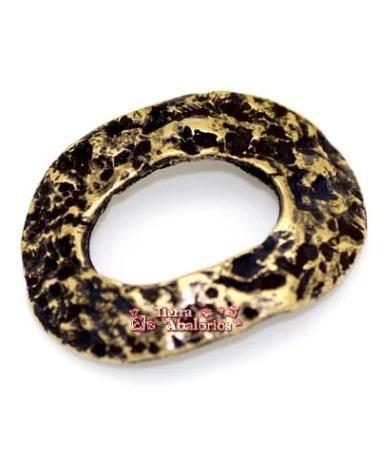 Entrepieza Ovalada Estilo Piedra 42x32mm, Oro Viejo