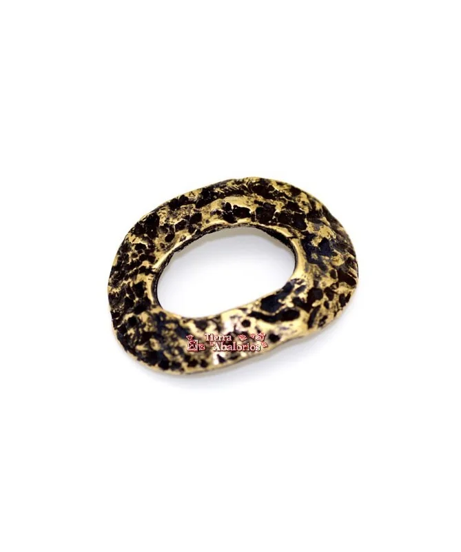Entrepieza Ovalada Estilo Piedra 42x32mm, Oro Viejo