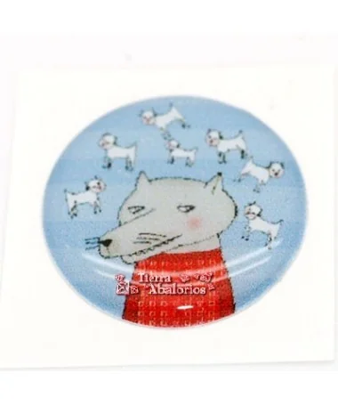 Adhesivo Oval 17x11mm El Lobo y los Siete Cabritos